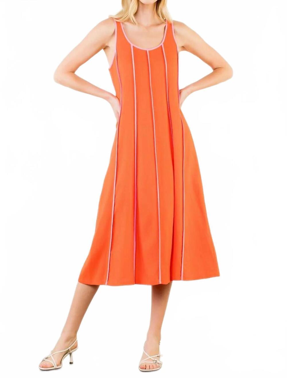 NEW THML sleeveless striped dress in coral